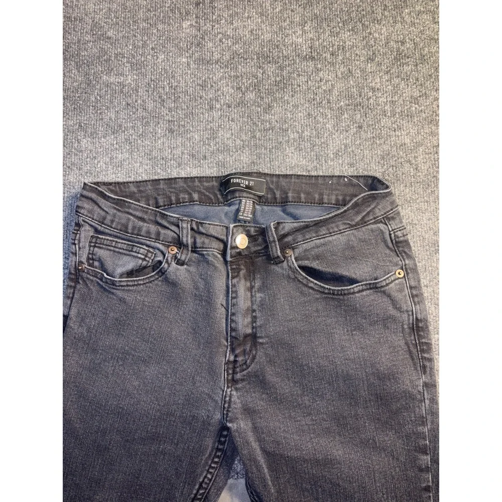 FOREVER 21 Skinny Jeans Mens 30/30 Black Denim Slim Fit Mid Rise Comfort Stretch